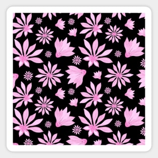 Blooming Pink flowers watercolor. Seamless pattern Magnet